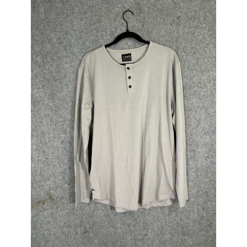Cuts Clothing Long Sleeve Henley - Light Gray